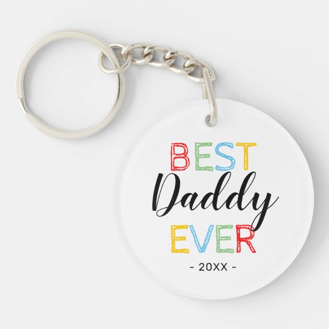 Best Daddy Ever Photo Gift Keychain (Front)