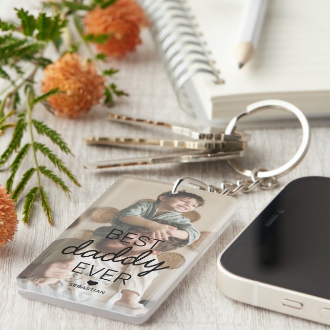 Best Daddy Ever Photo Keychain (Front Right)
