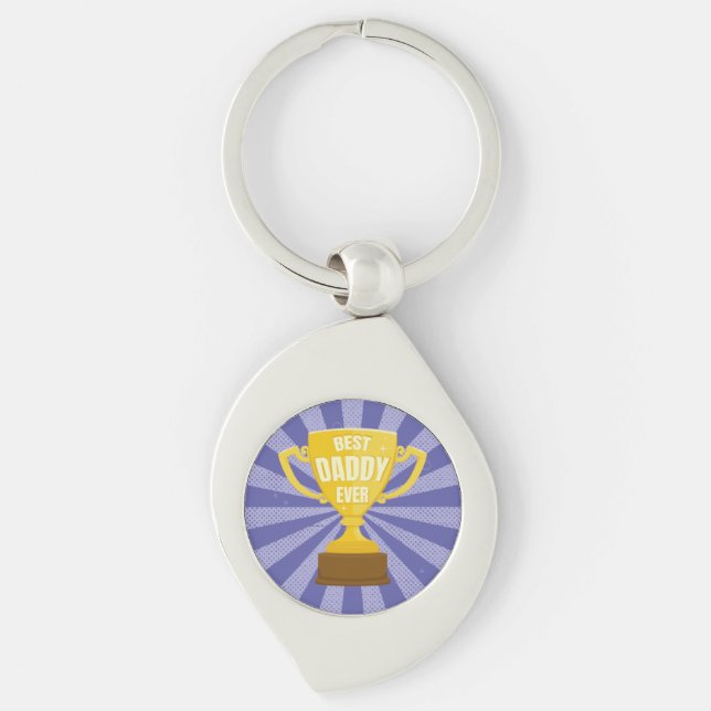 Best Daddy Ever Retro Father's Day Cool Trophy Cup Keychain (Front)