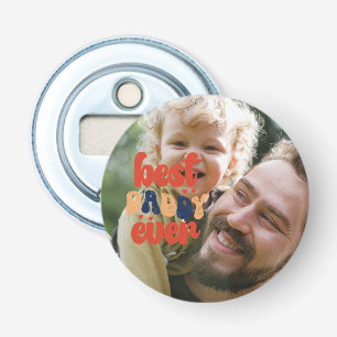Best Daddy Ever Retro Personalized Photo Bottle Opener