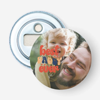 Best Daddy Ever Retro Personalized Photo Bottle Opener