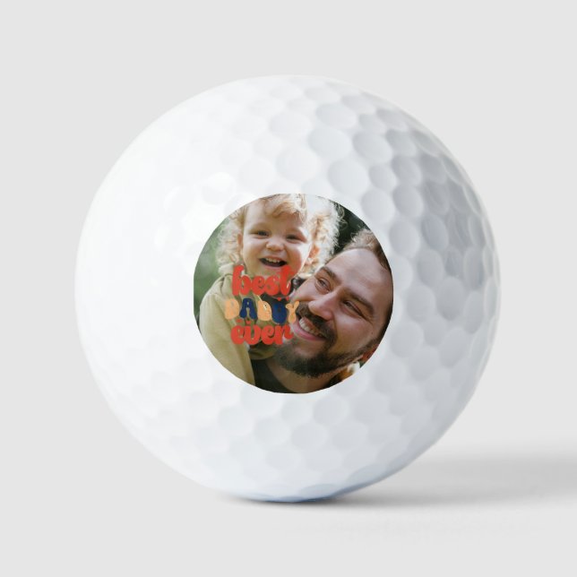 Best Daddy Ever Retro Personalized Photo    Golf Balls (Front)