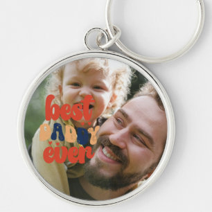 Best Daddy Ever Retro Personalized Photo   Keychain