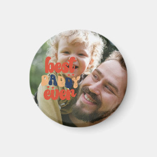 Best Daddy Ever Retro Personalized Photo Magnet