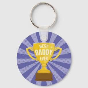 Best Daddy Ever Retro Trophy Cup Father's Day Keychain