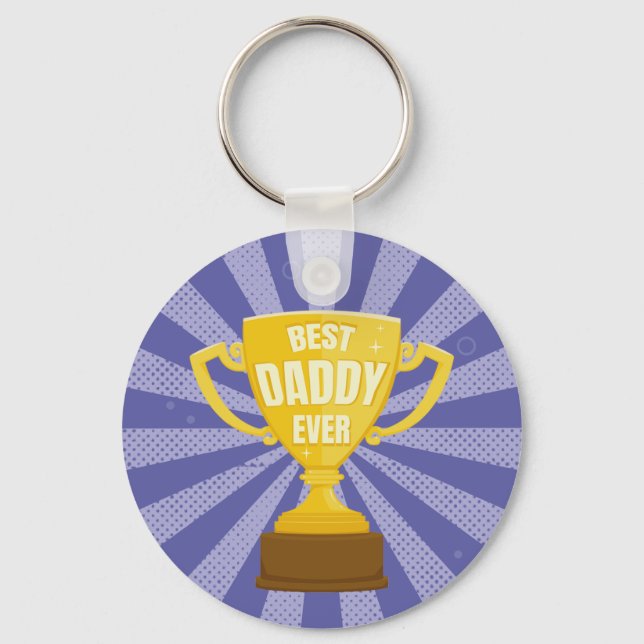 Best Daddy Ever Retro Trophy Cup Father's Day Keychain (Front)