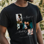 Best Daddy Ever Script Family Photo Keepsake Black Tri-Blend Shirt<br><div class="desc">Send a beautiful personalized father's day gift to your dad that he'll cherish. Special personalized father's day family photo collage to display your special family photos and memories. Our design features a simple 4 photo collage grid design with "Best Daddy Ever" designed in a beautiful handwritten black script style &...</div>