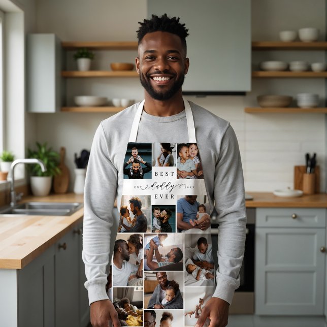 Best Daddy Ever Script Fathers Day Photo Collage Apron (Best Daddy Ever Script Fathers Day Photo Collage Apron)