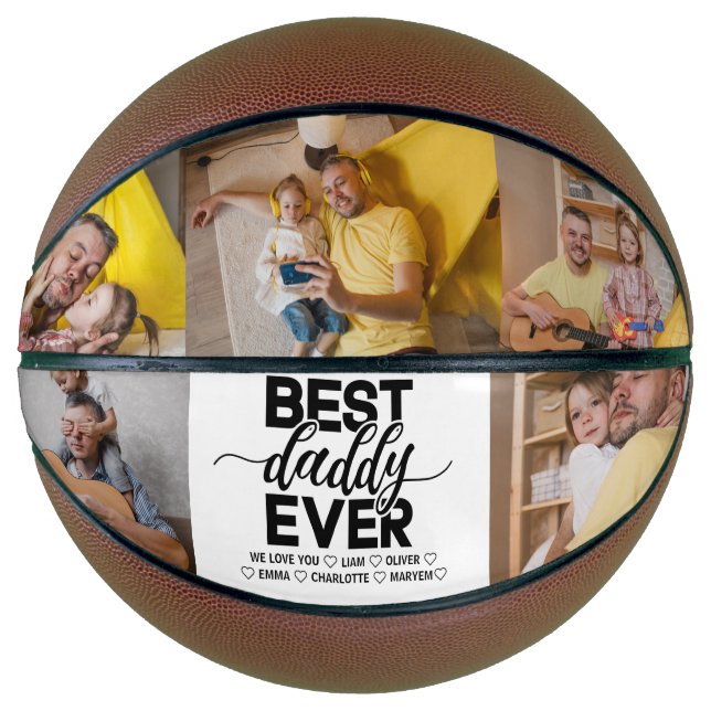Best Daddy Ever & Simple Family Photo Father's Day Basketball (Front)