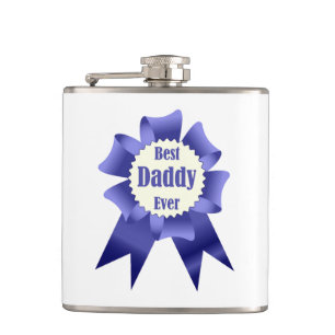 Best Daddy Ever winner award ribbon for Father Hip Flask