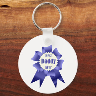 Best Daddy Ever winner award ribbon for Father Keychain