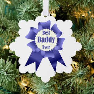 Best Daddy Ever winner award ribbon for Father Ornament Card