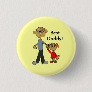 Best Daddy Father's Day Father Daughter Cartoon 1 Inch Round Button