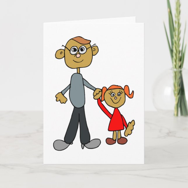 Best Daddy Father's Day Father & Daughter Cartoon Card (Front)
