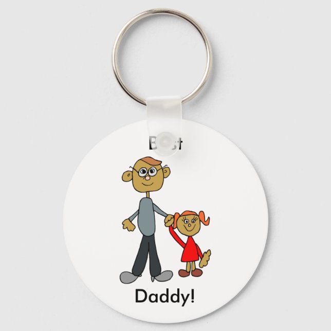 Best Daddy Father's Day Father Daughter Cartoon Keychain (Front)