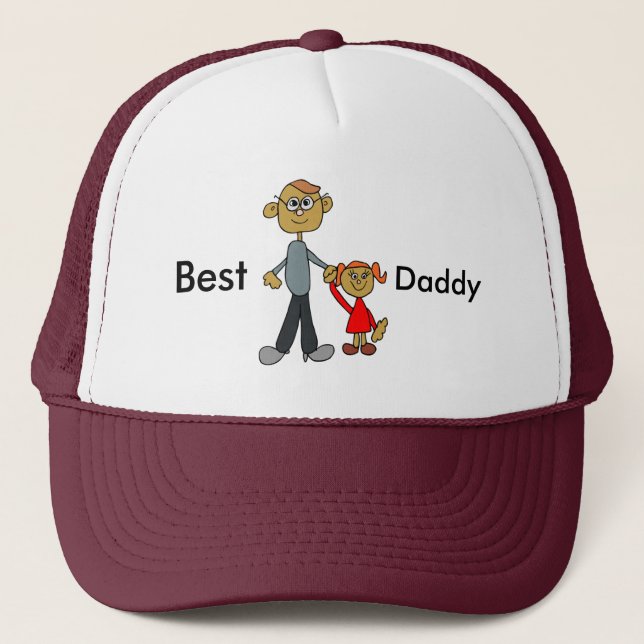 Best Daddy Father's Day Father Daughter Cartoon Trucker Hat (Front)