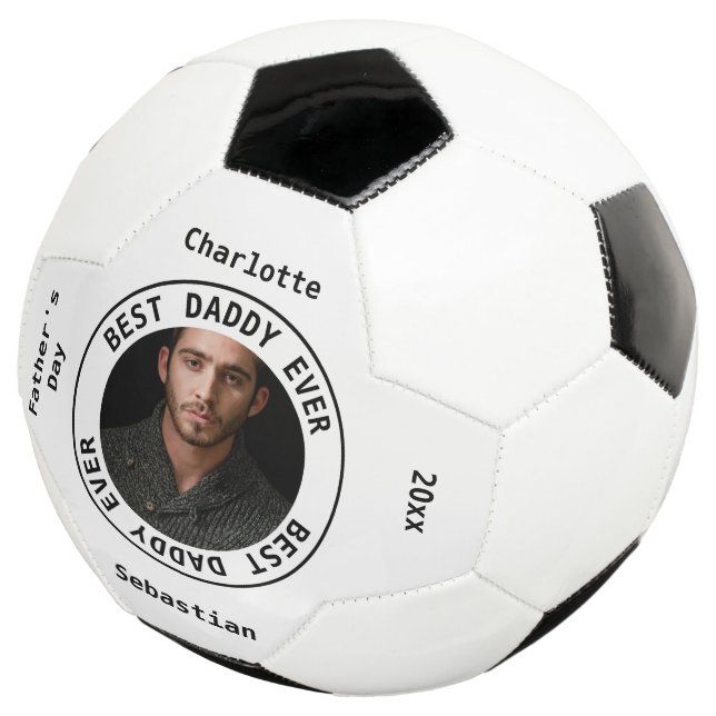 Best Daddy Fathers Day Photo Personalized Soccer Ball (Three Quarter)