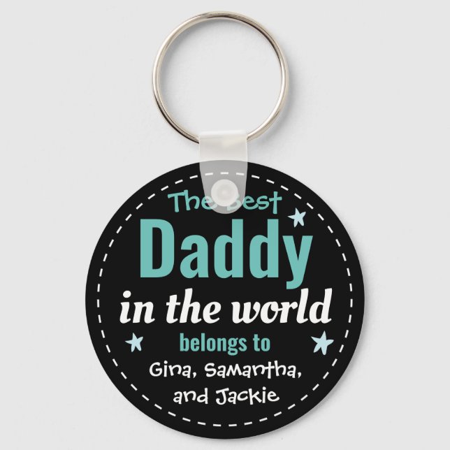 Best Daddy in the World Custom Name Keychain (Front)