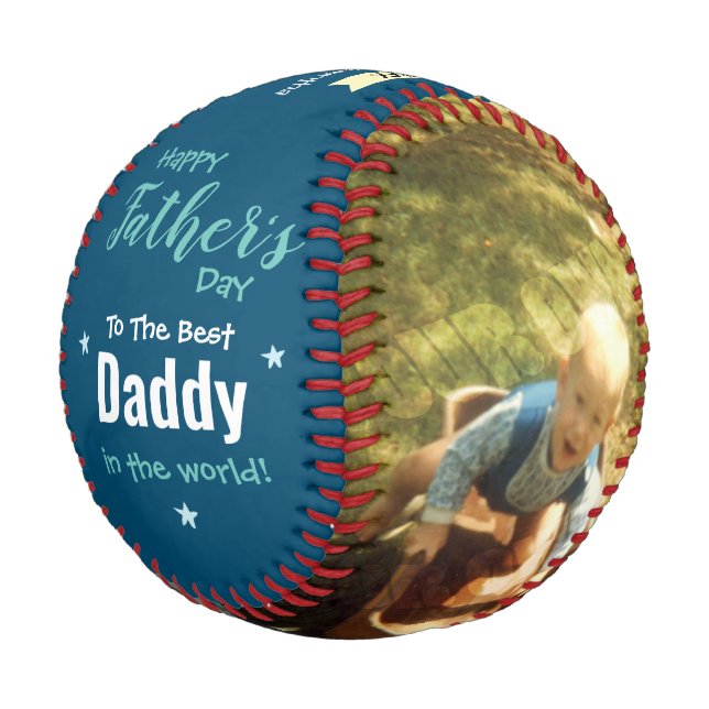 Best Daddy in the World Two Photo Baseball (Angled)