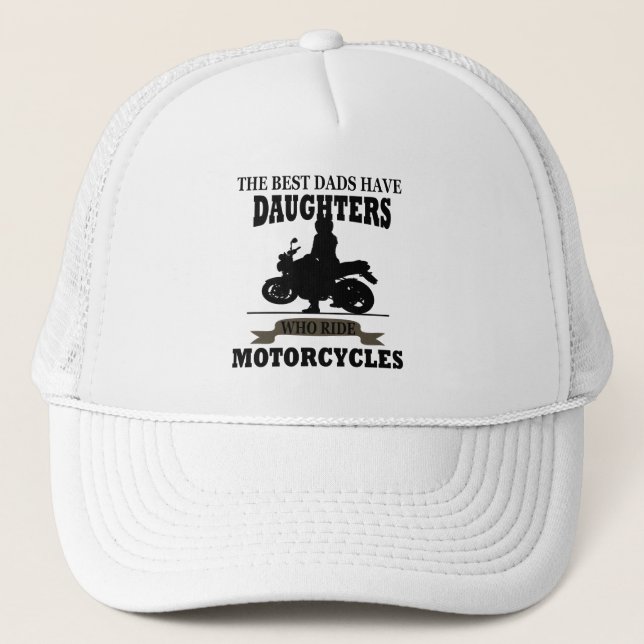 Best dads daughter ride motorcycle trucker hat (Front)