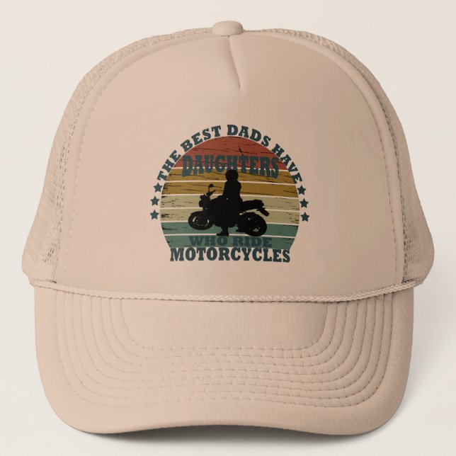 Best dads daughter ride motorcycle trucker hat (Front)