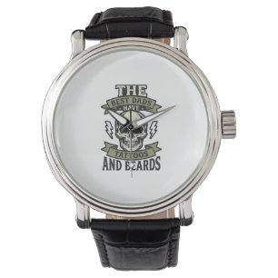 Best Dads Have Tattoos and Beards Skull Shirt_1 Watch