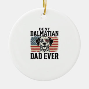 Best Dalmatian Dad Ever Patriotic Dog Shirt Design Ceramic Ornament