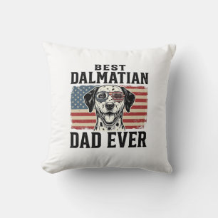 Best Dalmatian Dad Ever Patriotic Dog Shirt Design Throw Pillow
