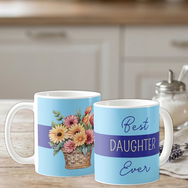 Best daughter ever gerbera flowers blue coffee mug (Creator Uploaded)