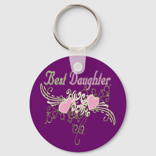 Best Daughter Swirling Hearts Keychain