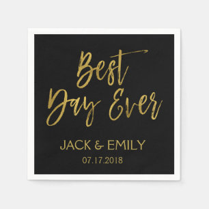 Best Day Ever Black and Gold Foil Napkins