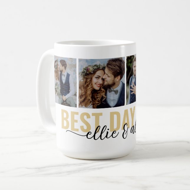 Best Day Ever Calligraphy Photo Coffee Mug (Front Left)