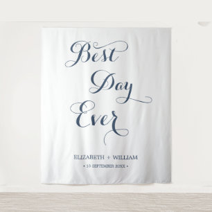 Best Day Ever Calligraphy Wedding Photo Backdrop Tapestry