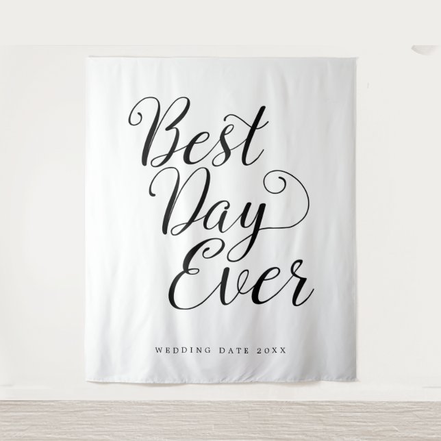 Best Day Ever Custom Backdrop Wedding Tapestry (Front)