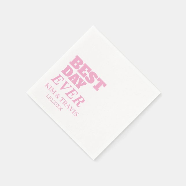 BEST DAY EVER CUSTOMIZED NAME & TEXT WEDDING WHITE NAPKIN (Corner)