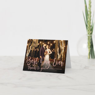 Best Day Ever Cute Script Photo Wedding Thank You