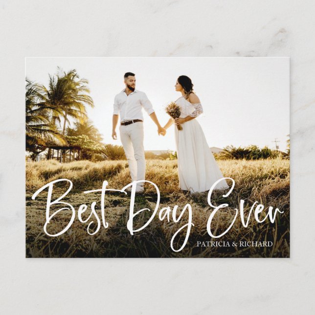Best Day Ever Cute Wedding Thank You Photo Postcard (Front)