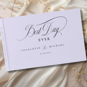 BEST DAY EVER!  Elegant, Light-Purple, Wedding Guest Book