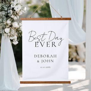 Best Day Ever! Elegant Modern Wedding Hanging Tapestry