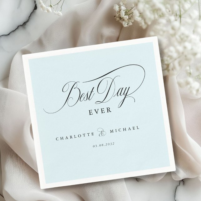 BEST DAY EVER!  Elegant, Wedding Napkin (Elegant, "BEST DAY EVER! " Wedding Napkin with your name and date.)