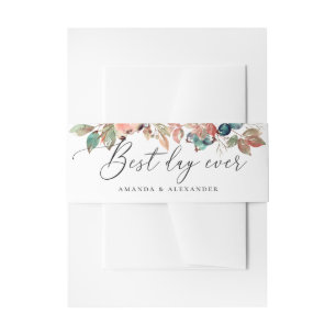 Best day ever. Fall floral blueberry wedding Invitation Belly Band