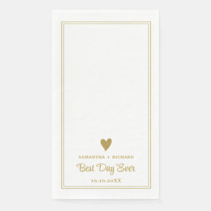Best Day Ever Gold Heart Wedding Personalized  Napkin