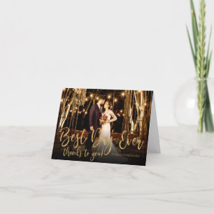 Best Day Ever Gold Script Photo Wedding Thank You