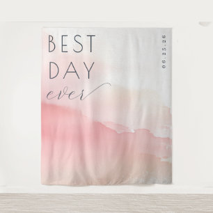 Best Day Ever Joyful Blush Watercolor Tapestry