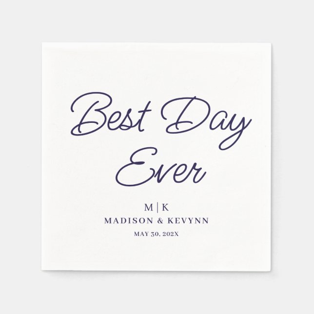 Best Day Ever Minimal and Chic | Wedding Napkins (Front)