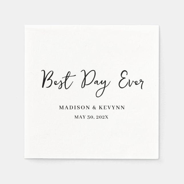 Best  Day Ever Minimal and Chic | Wedding Napkins (Front)