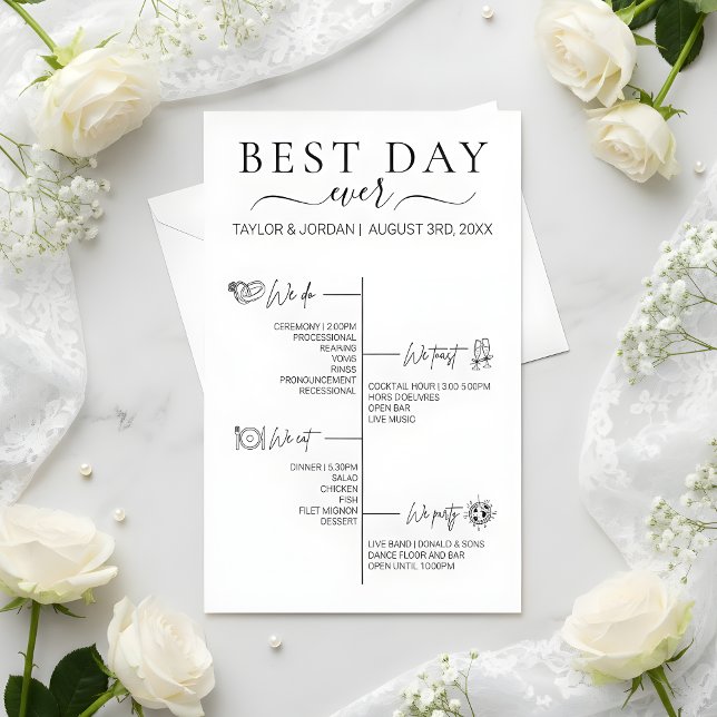 Best Day Ever | Minimalist Wedding Itinerary  Flyer (Creator Uploaded)