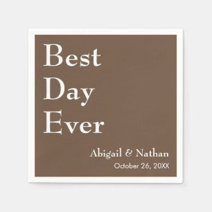 Best Day Ever Mocha Wedding Elegant Minimalist Napkin