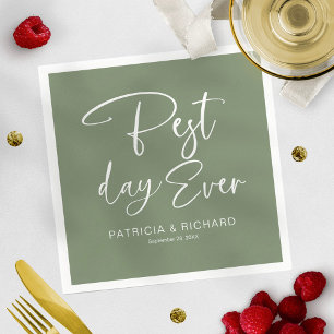 Best Day Ever Modern Calligraphy Wedding Napkin