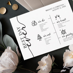Best day ever modern elegant wedding timeline program